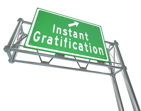 Instant Gratification Freeway Green Road Sign Satisfaction